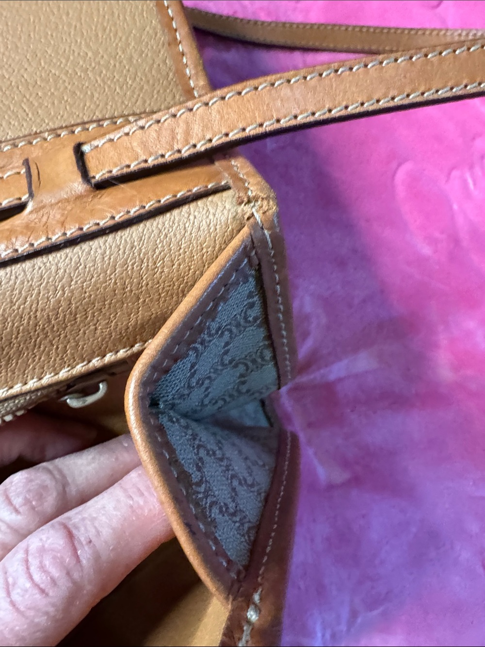 CELINE Macadam Triomphe Shoulder Bag Removable Strap, Logo Leather Band, Vintage - Picture 15 of 17